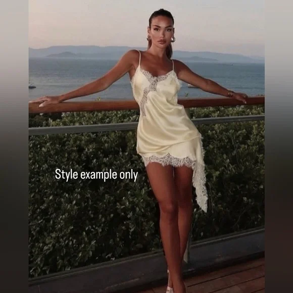 ZARA ~ Satin Lace asymmetric Slip Dress - Picture 12 of 13